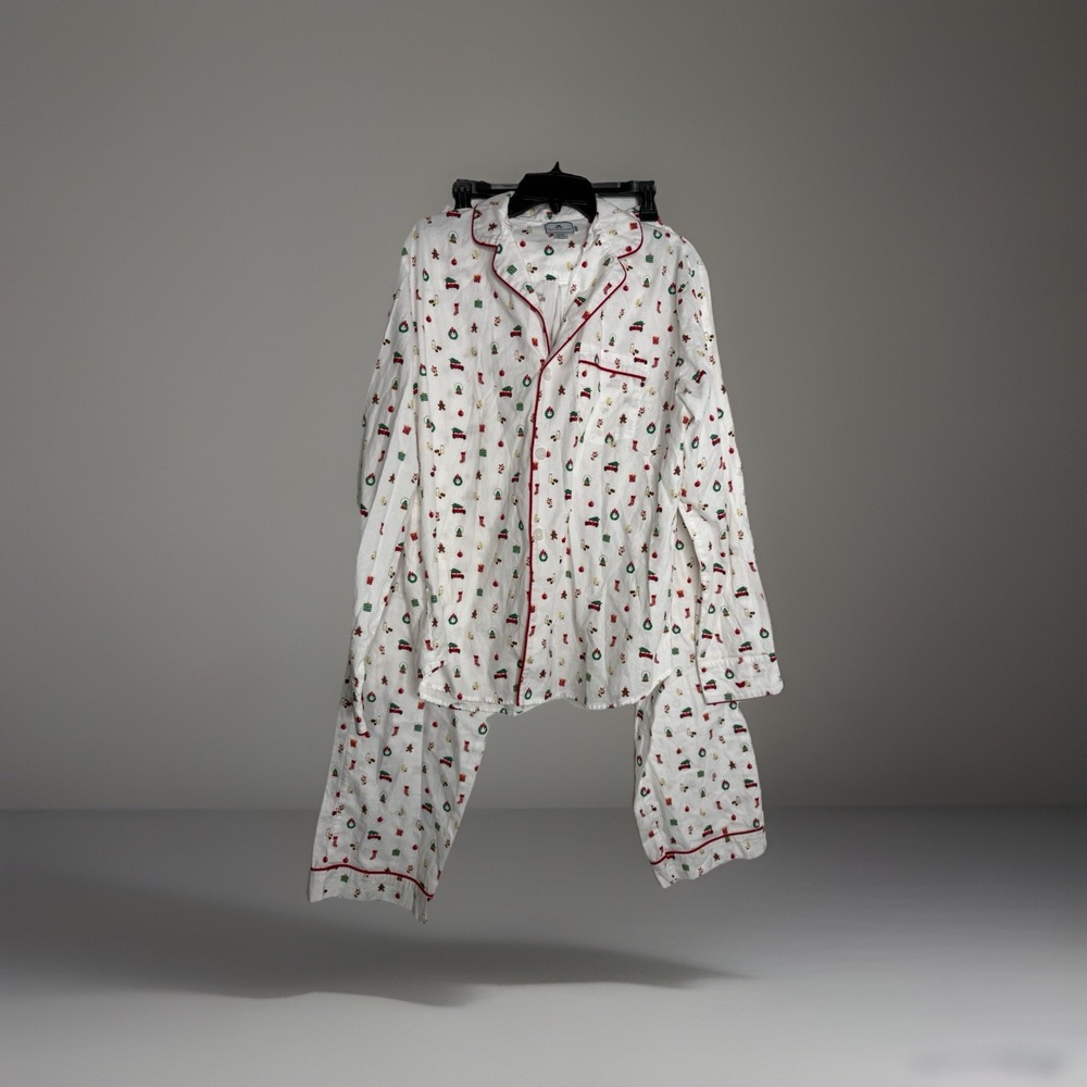 Petite Plume Men's Cotton Flannel Pajama Holiday Set Christmas Size Large